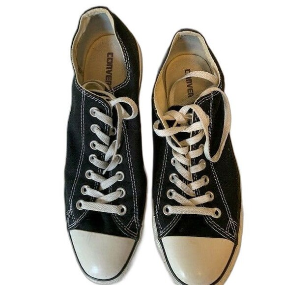 Converse Size 10 Mens All Star Black Sneakers Shoes Low Top Lace Up - Picture 1 of 10